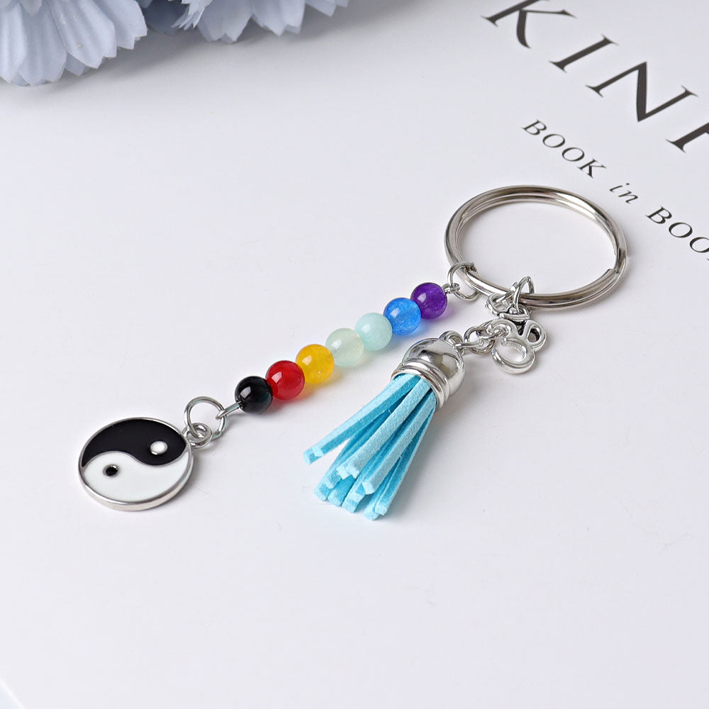 Chakra Tai Chi Key Chain with Tassel for DIY