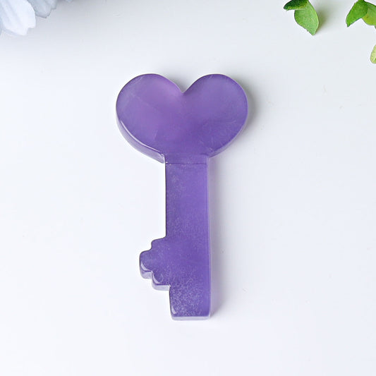 3" Fluorite Heart Key Crystal Carvings