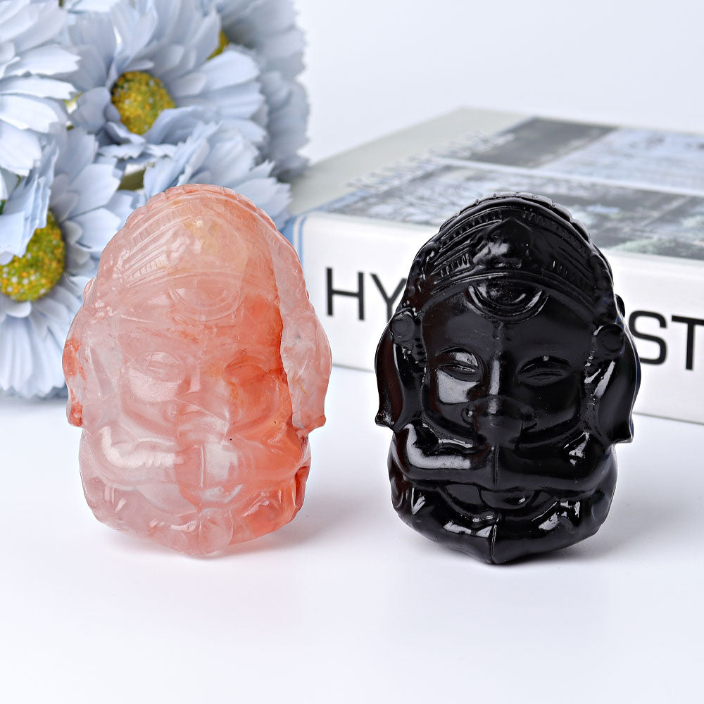 3" Ganesha Crystal Carvings