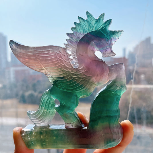 4.0" Fluorite Unicorn Crystal Carvings