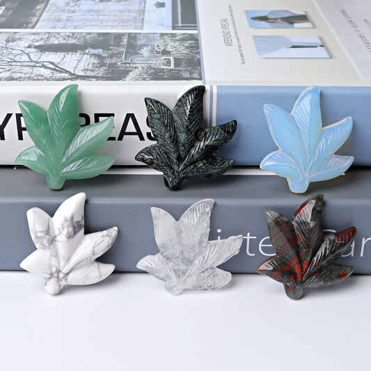1.9" Leaf Crystal Carvings