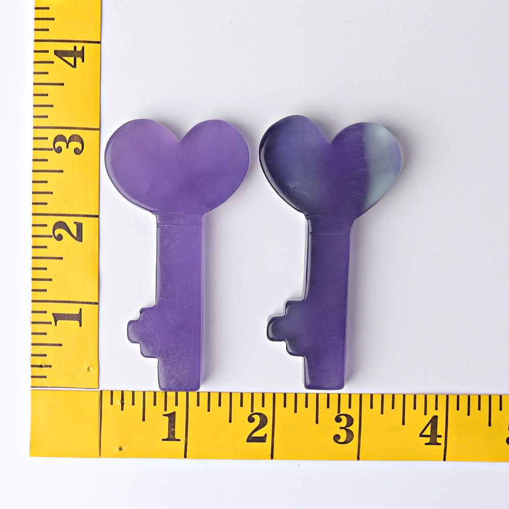 3" Fluorite Heart Key Crystal Carvings