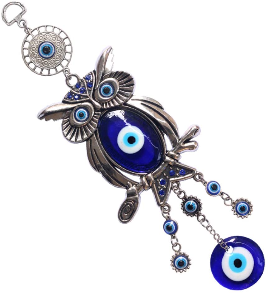 Blue Evil Eye Owl 11.7 Inches Pendant Decoration