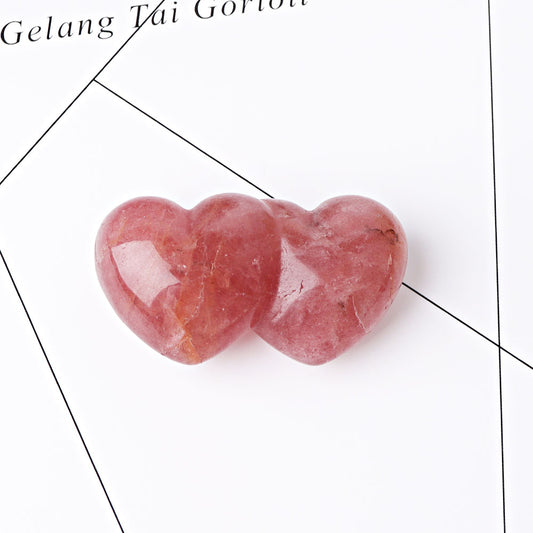 2.3" Strawberry Double Heart Crystal Carvings