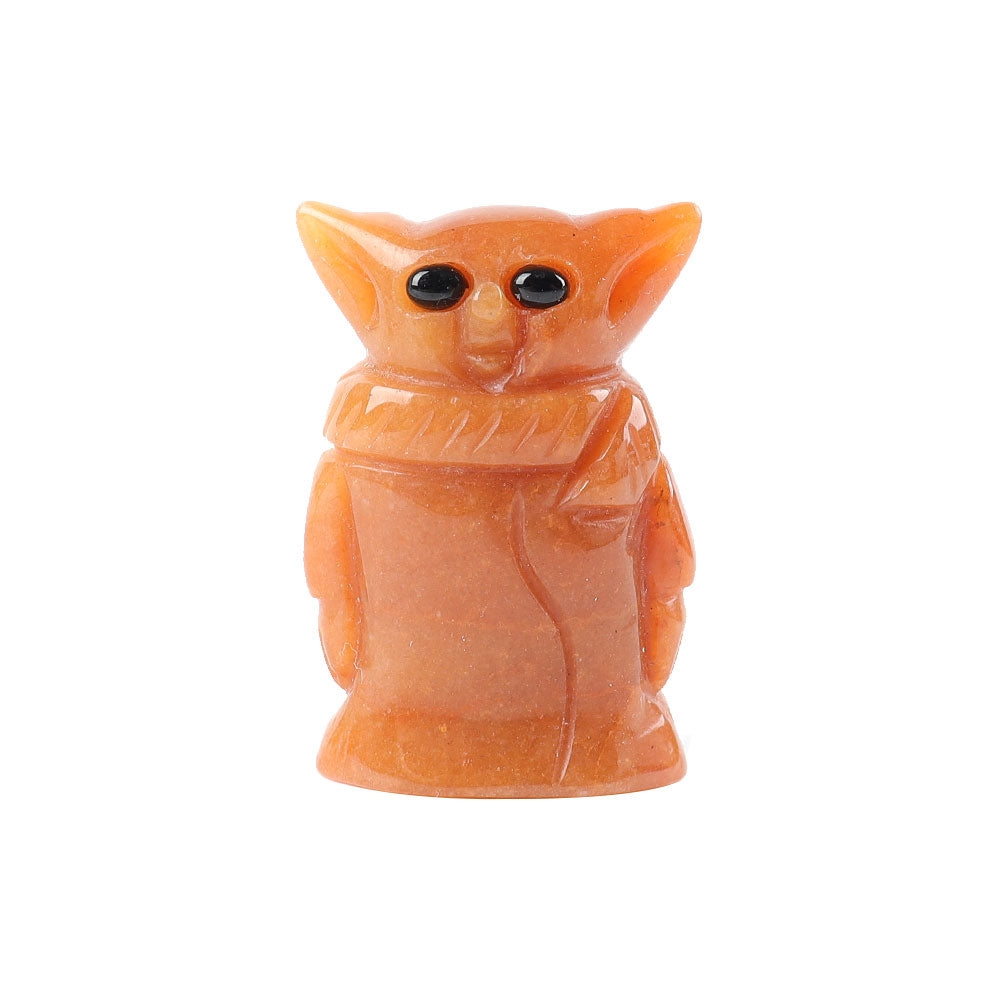 Red Aventurine Crystal Carving Yoda 2"