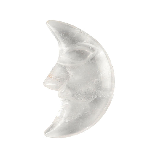 Natural Clear Quartz Crystal Stone Crescent Moon