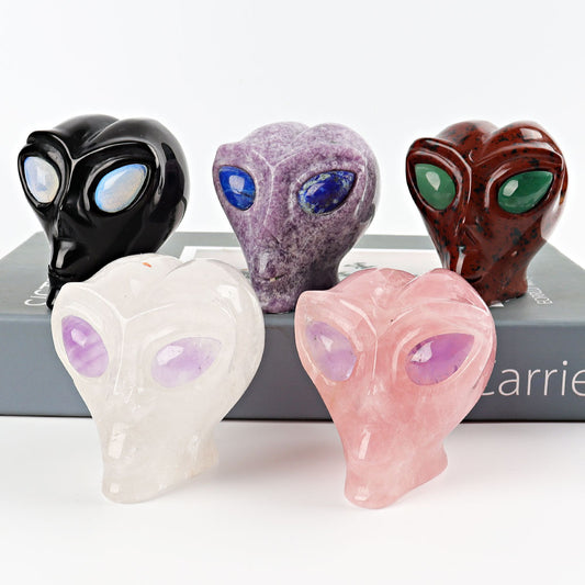 2.5" Alien Skull Crystal Carvings Bulk Wholesale