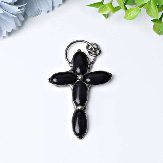 3" Black Obsidian Pendant for Jewelry DIY