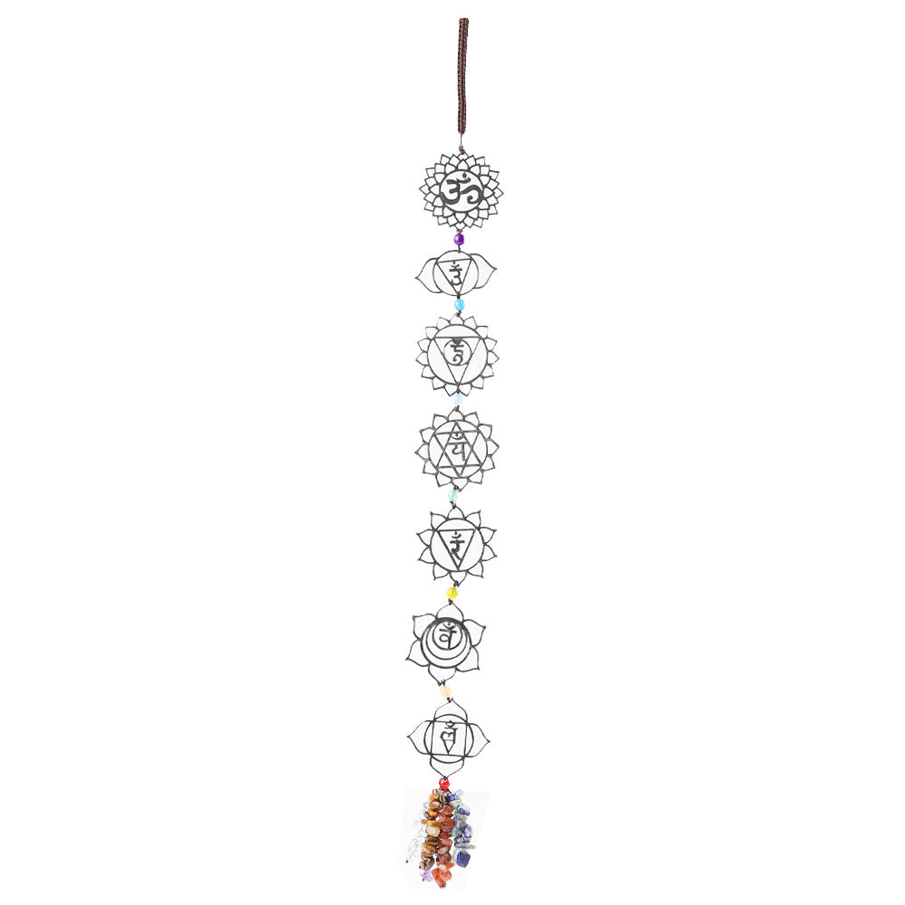 Chakra Metal Car Hanging Ornament With Crystal Tassel