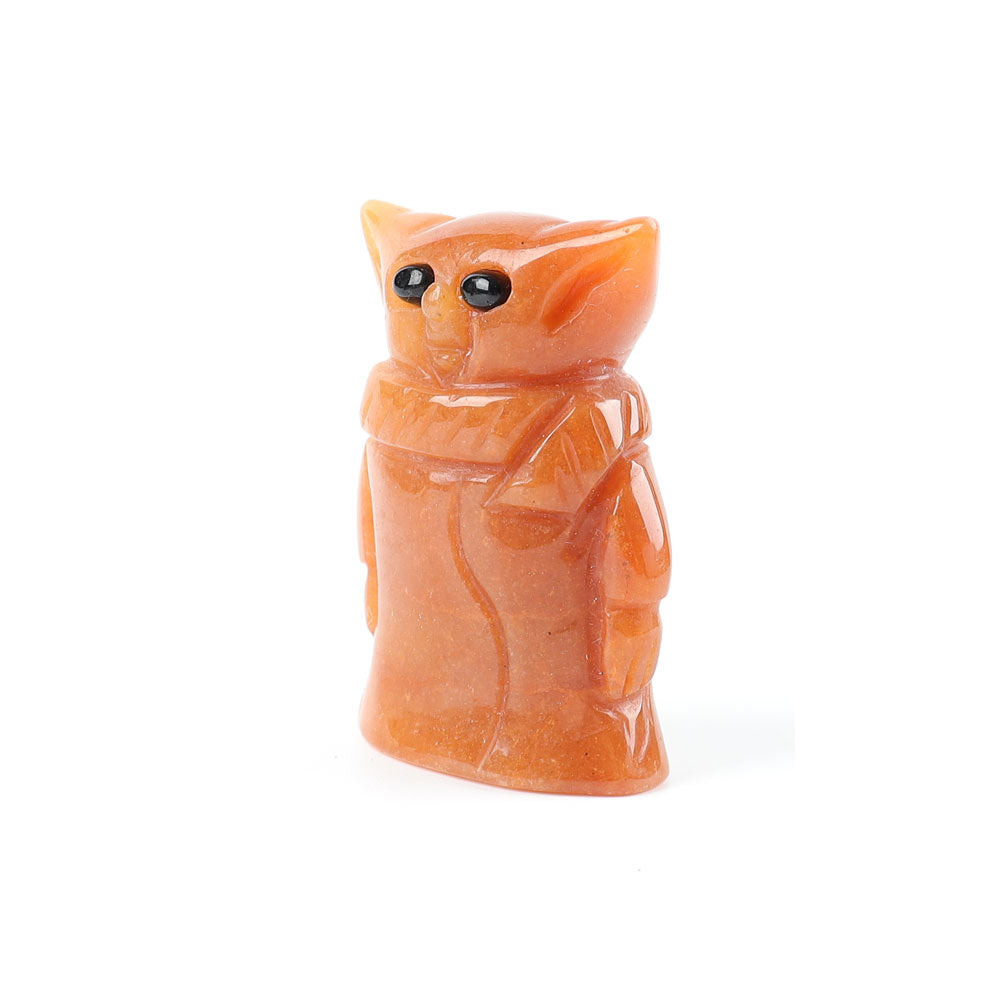 Red Aventurine Crystal Carving Yoda 2"