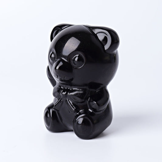 2.7" Black Obsidian Toy Bear Crystal Carvings
