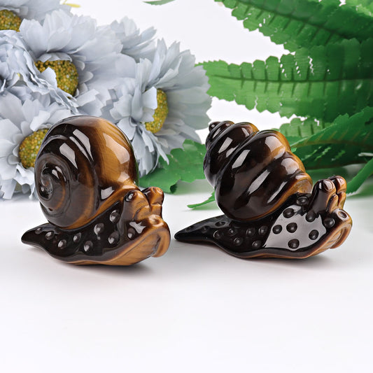 2.5" Tiger's Eye Snail Crystal Carvings