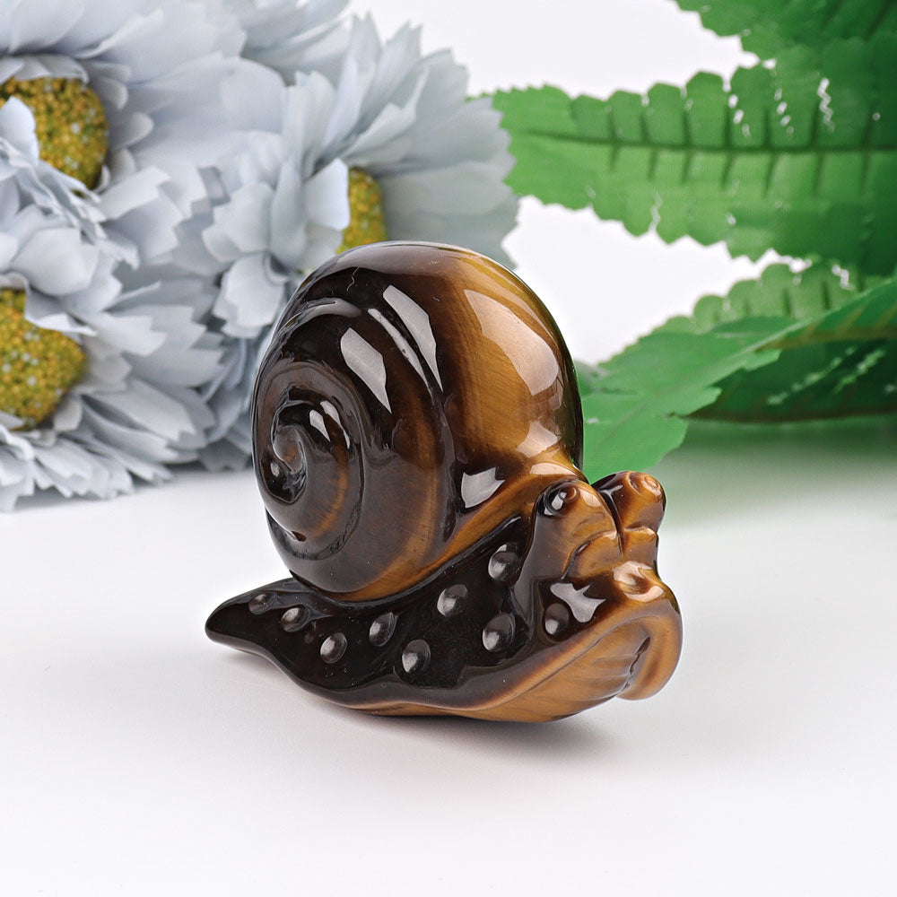 2.5" Tiger's Eye Snail Crystal Carvings