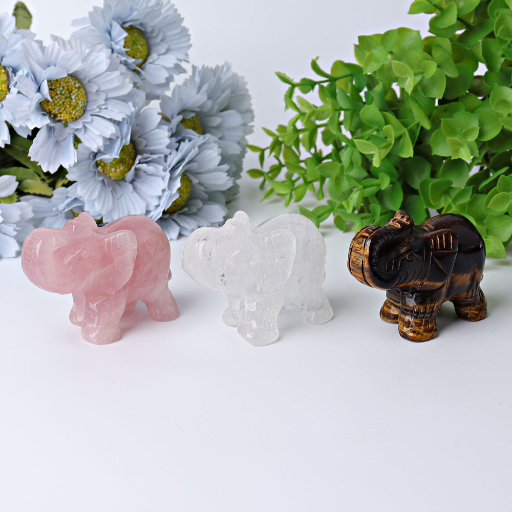 3" Elephant Crystal Carvings