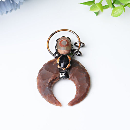 Agate Moon Shape Crystal Pendant for Jewelry DIY