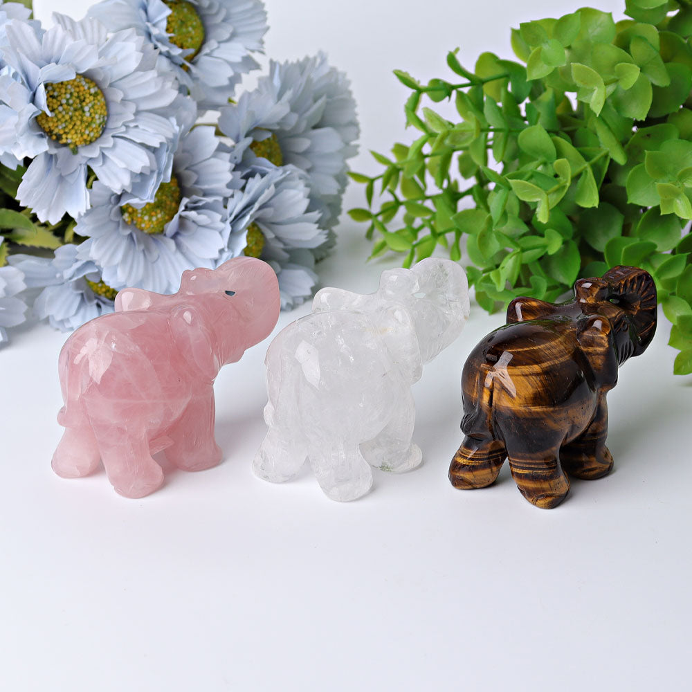 3" Elephant Crystal Carvings