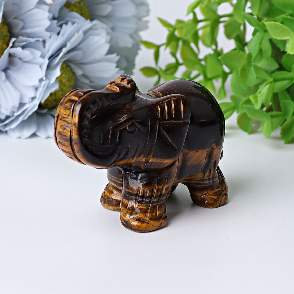 3" Elephant Crystal Carvings