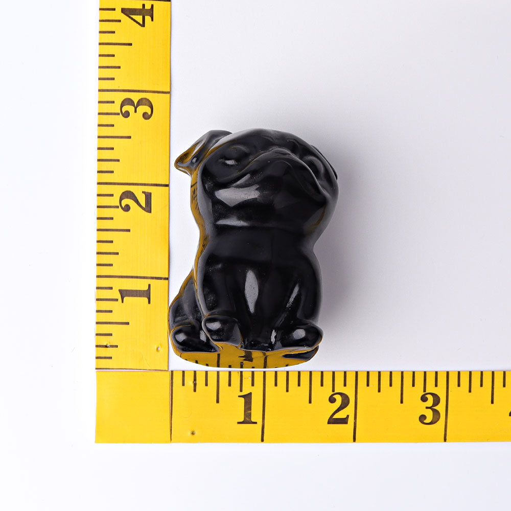 2.3" Black Obsidian Pug Dog Crystal Carvings