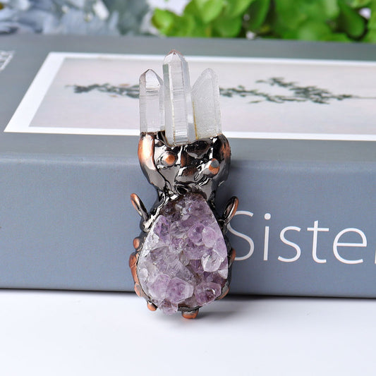 Amethyst Cluster with Clear Quartz Decoration Pendant