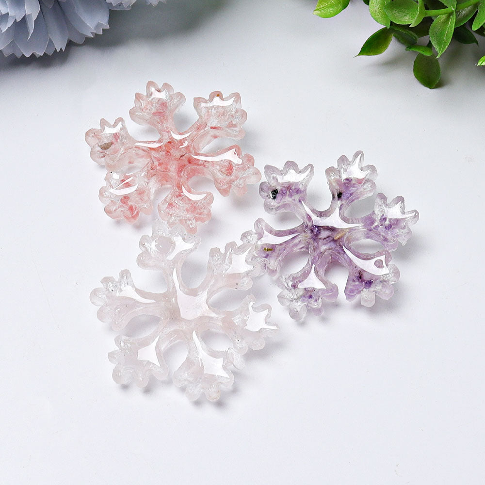 2" Resin Snowflakes Crystal Carvings for Christmas