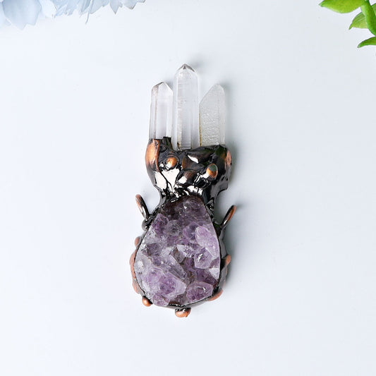 Amethyst Cluster with Clear Quartz Decoration Pendant