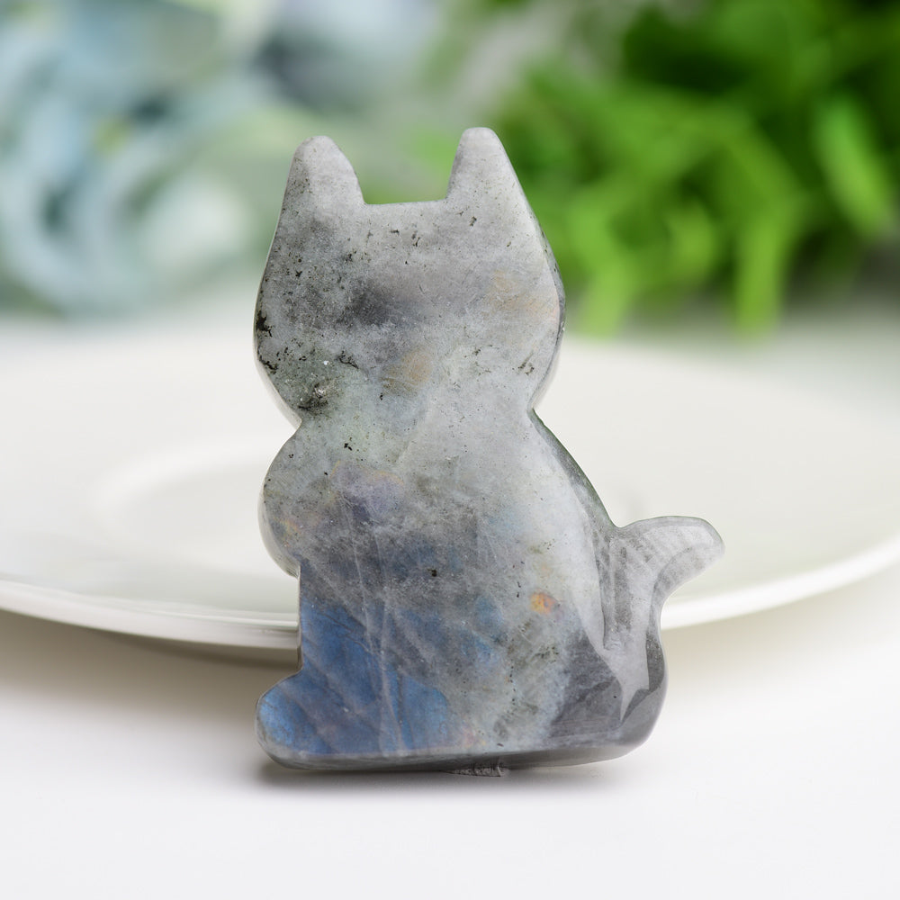 2.3"Labradorite Cat Crystal Carving