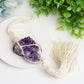 Amethyst Cluster Hanging with Cotton Rope Tassels