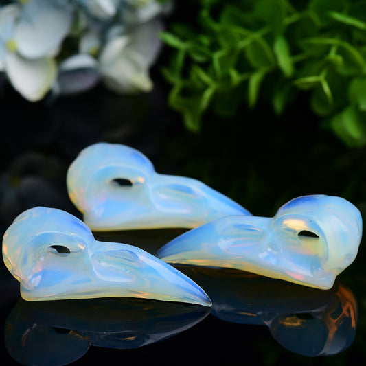 3.0" Opalite Roven Skull Crystal Carving