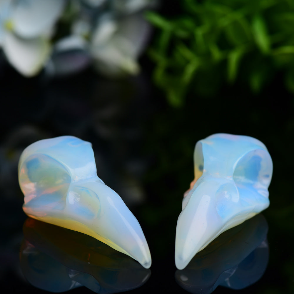 3.0" Opalite Roven Skull Crystal Carving
