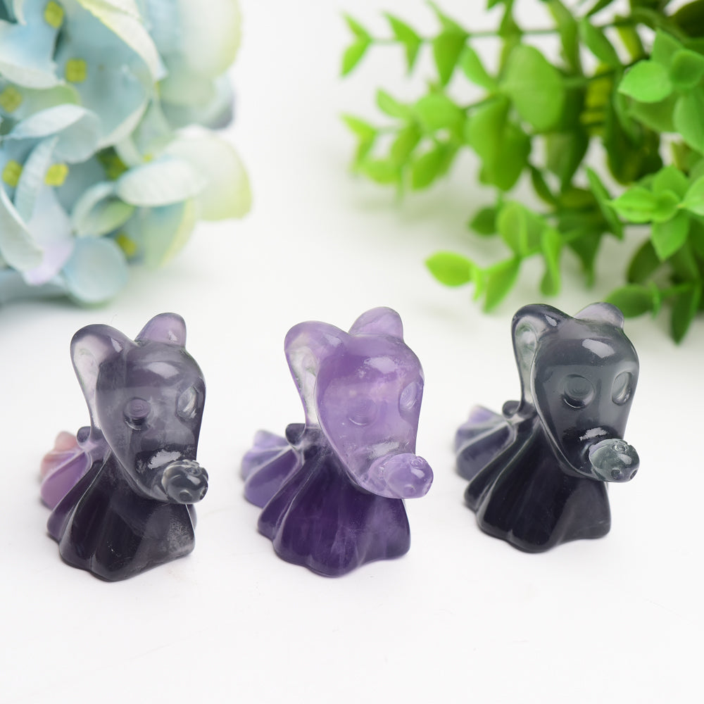 2.6" Fluorite Zero Dog Crystal Carving Bulk Wholesale