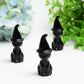 2.3" Black Obsidian Cat with Wizard Hat Carving Bulk Wholesale