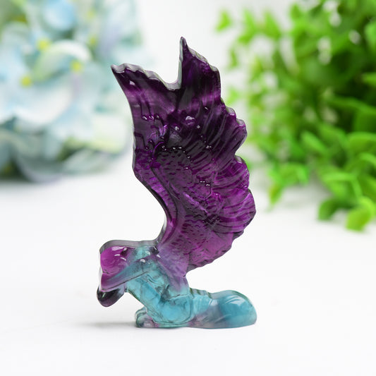 3.7" Rainbow Fluorite Butterfly Fairy Crystal Carving Bulk Wholesale