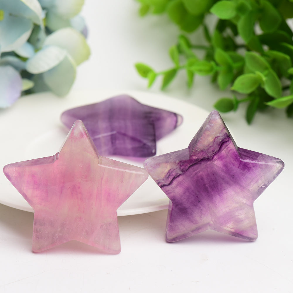 2.0" Purple Fluorite Star Crystal Carving Bulk Wholesale