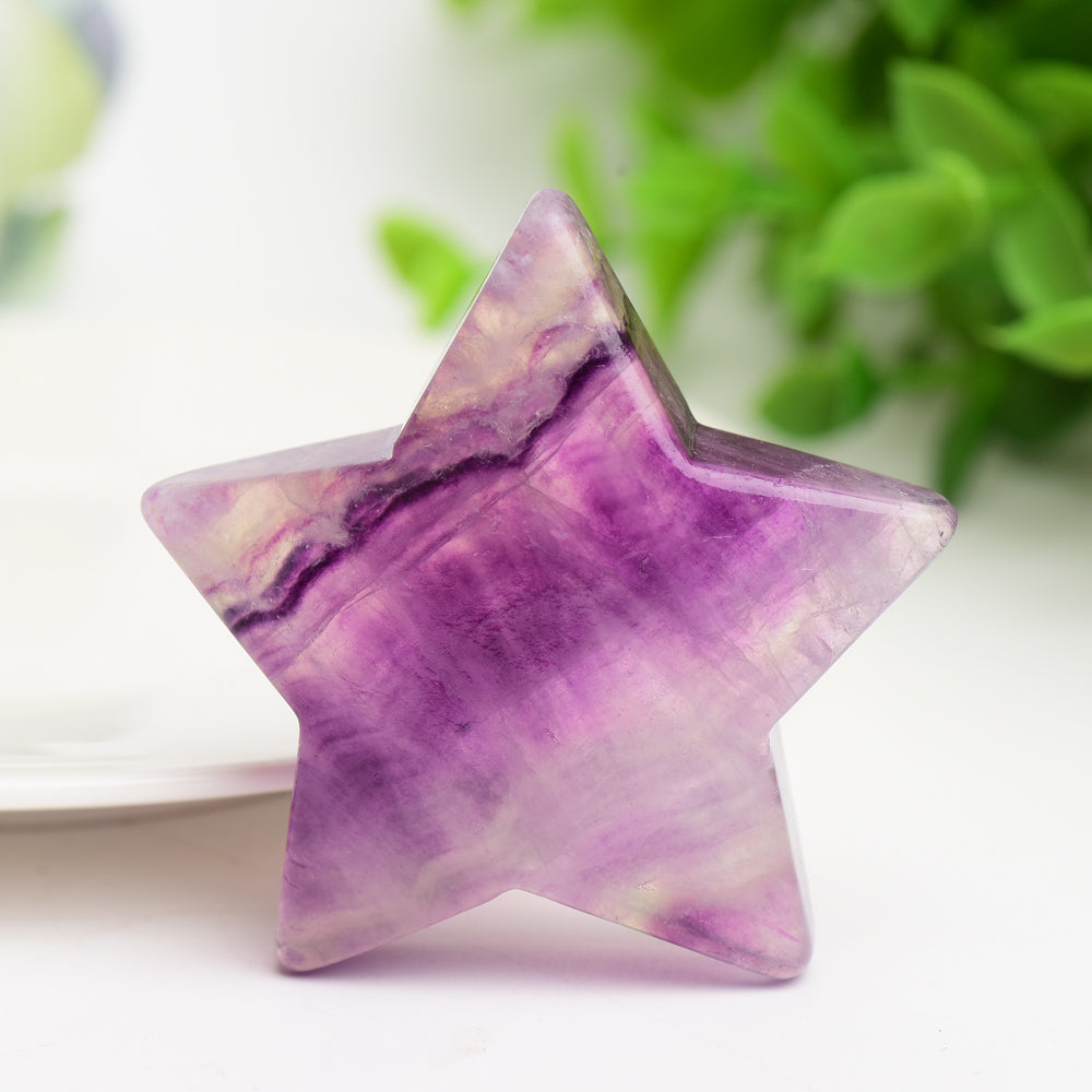 2.0" Purple Fluorite Star Crystal Carving Bulk Wholesale