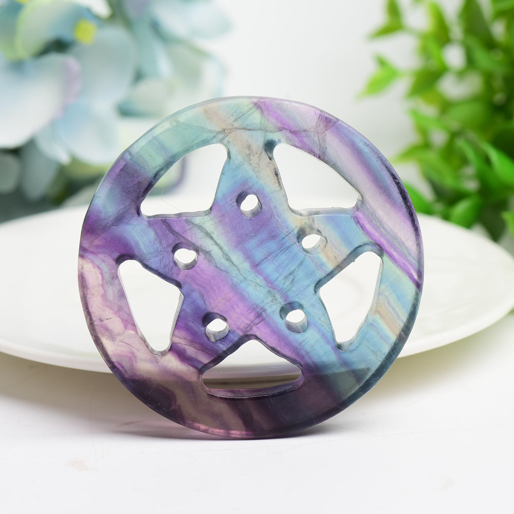 1.9"-2.5" Mixed Crystal Pentagram Star Plate Carving Bulk Wholesale