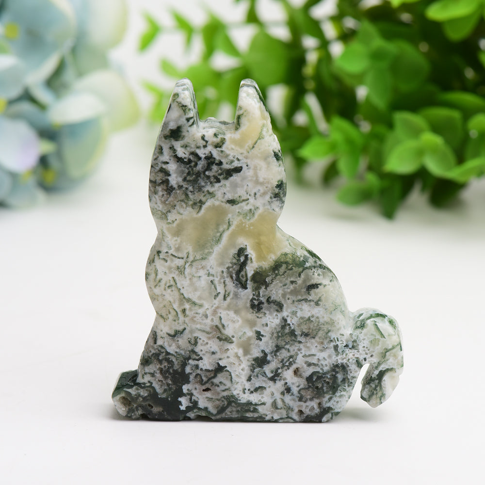 Green outlet Moss Agate & Quartz Cat Slab 4.8 ounce’s