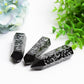3.0"-3.5" Black Obsidian Crystal Point with Silver Moon Star Printing Bulk Wholesale