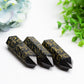 3.0"-3.5" Black Obsidian Crystal Point with Golden Moon Star Printing Bulk Wholesale