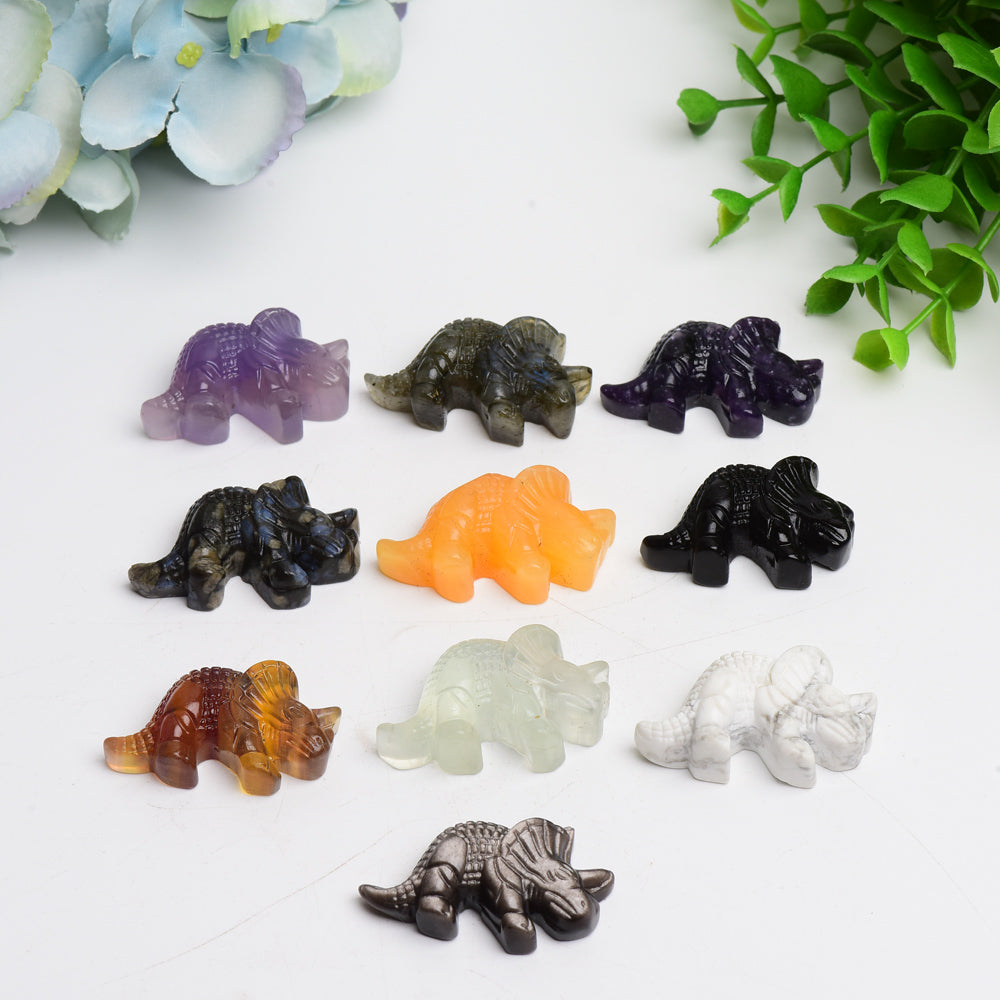 1.6" Mixed Crystal Dinosaur Carving Bulk Wholesale