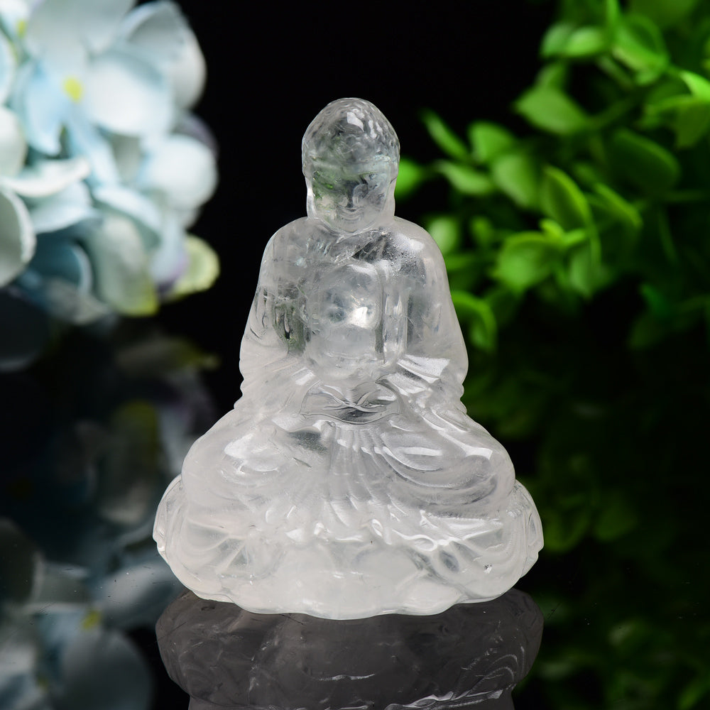 3.2" Clear Quartz Buddha Crystal Carving Bulk Wholesale