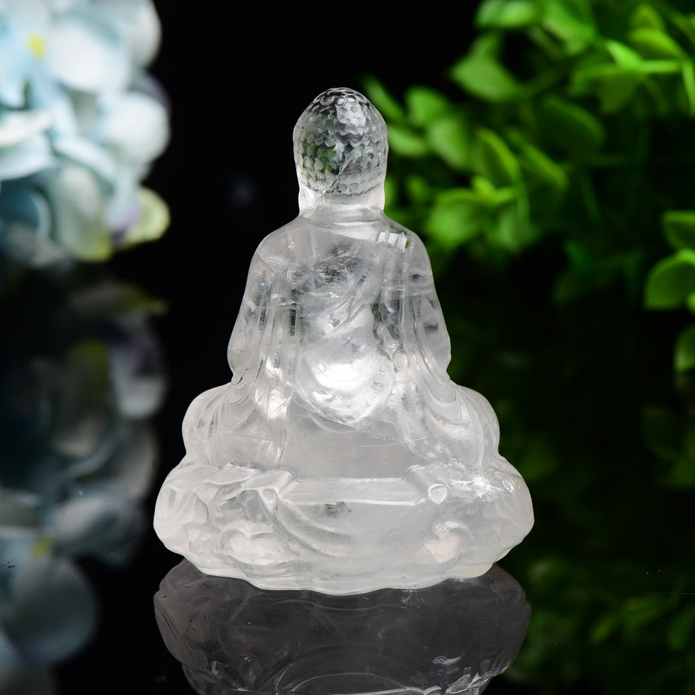 3.2" Clear Quartz Buddha Crystal Carving Bulk Wholesale