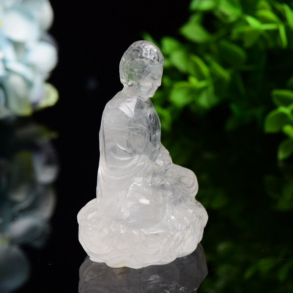3.2" Clear Quartz Buddha Crystal Carving Bulk Wholesale