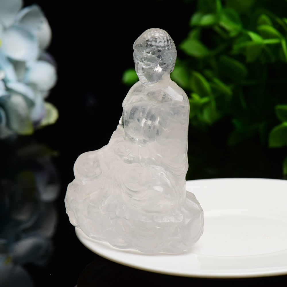 3.2" Clear Quartz Buddha Crystal Carving Bulk Wholesale