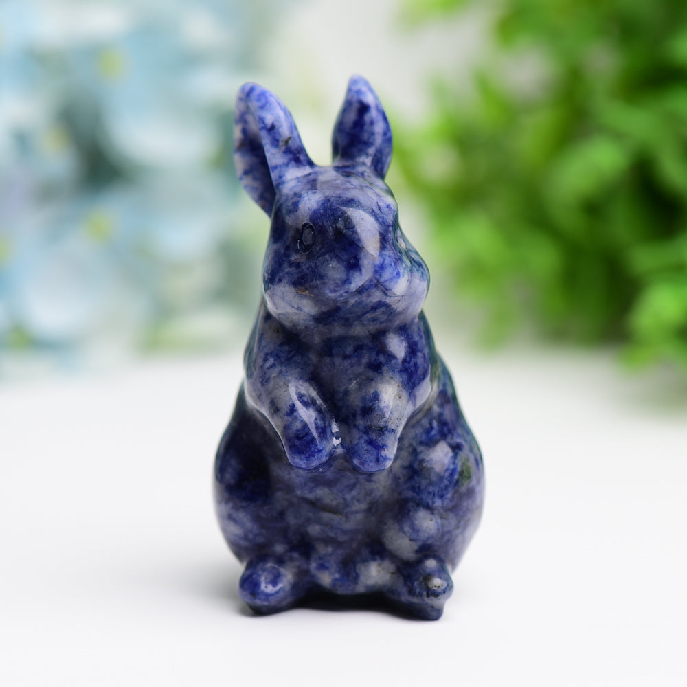 3.0" Sodalite Rabbit Animal Crystal Carving