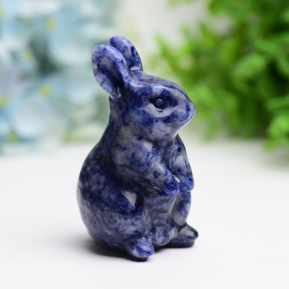 3.0" Sodalite Rabbit Animal Crystal Carving