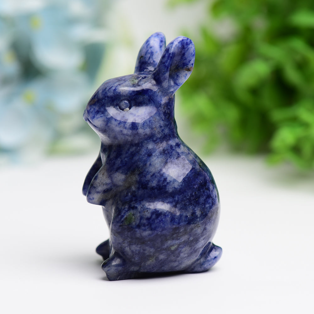 3.0" Sodalite Rabbit Animal Crystal Carving
