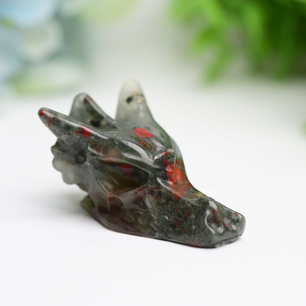 1.8" Mixed Crystal Dragon Head Animal Crystal Carving