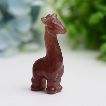 2.4" Mixed Crystal Giraffe Animal Crystal Carving