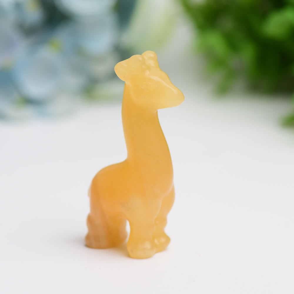 2.4" Mixed Crystal Giraffe Animal Crystal Carving