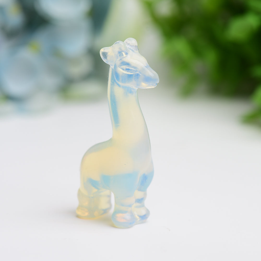 2.4" Mixed Crystal Giraffe Animal Crystal Carving